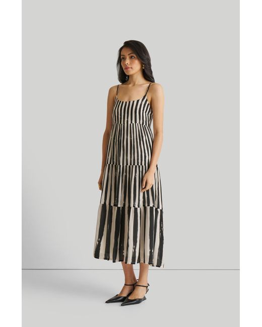 REISTOR Black Strappy Tiered Maxi Dress