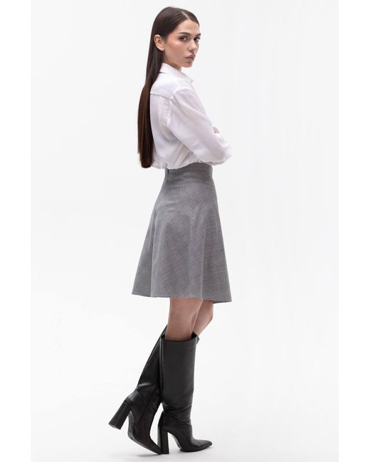 Maison Bogomil Gray A Line Plaid Skirt