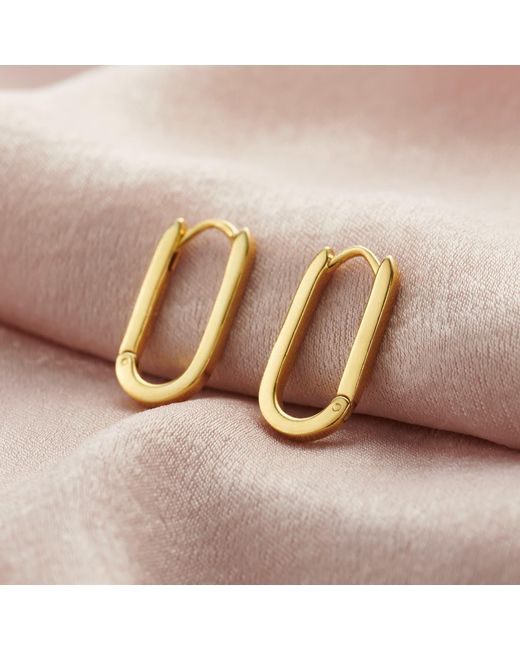 Posh Totty Designs Metallic Gold Plated Hinged Oval Link Hoop Earrings