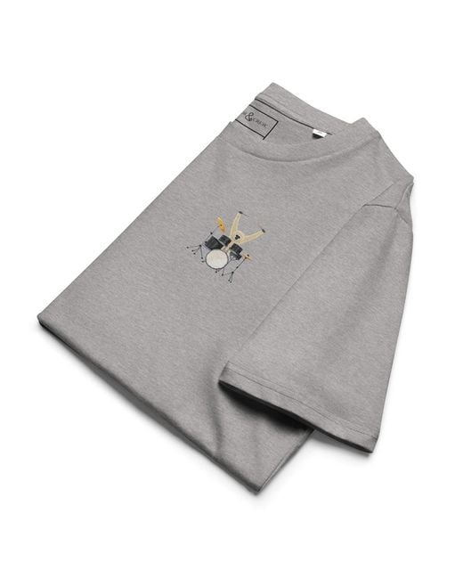 Anchor and Crew Gray Heather Drummer Monkey Organic Cotton Embroidered T-Shirt