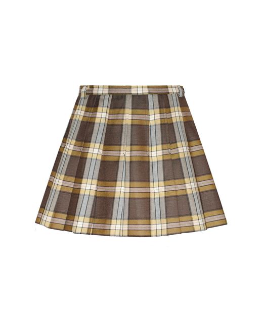SVETA Milano Natural Bonnie Pleated Tartan Miniskirt