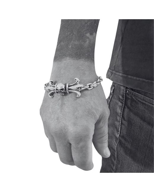 Tg-Jewellery by Tamara Gervasio Metallic Reign And Ruin Skull Crest Bracelet Sterling One Of A Kind for men