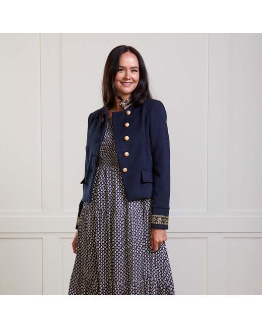 Guinea London Blue Military Jacket With Sequin Braid Details