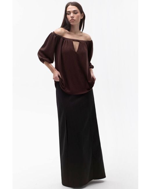 Maison Bogomil Brown Off Shoulder Blouse
