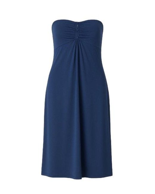 Conquista Blue Strapless A Line Dress