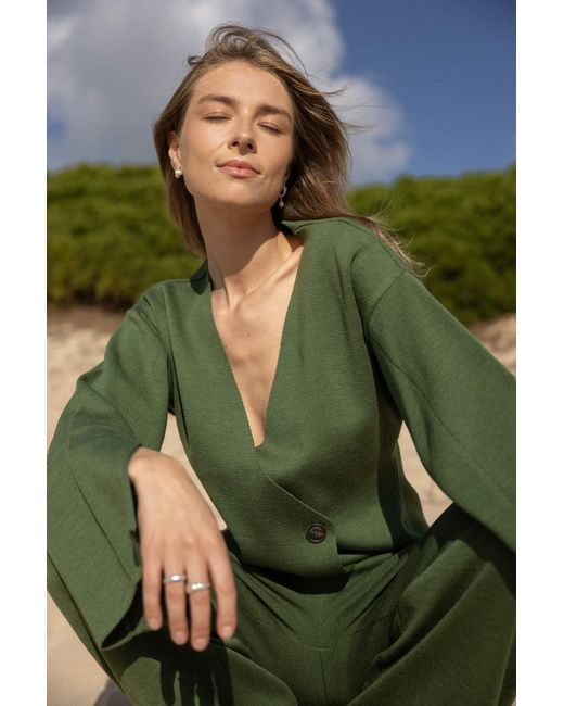 SALANIDA Green Galante Knitted 100% Merino Blazer