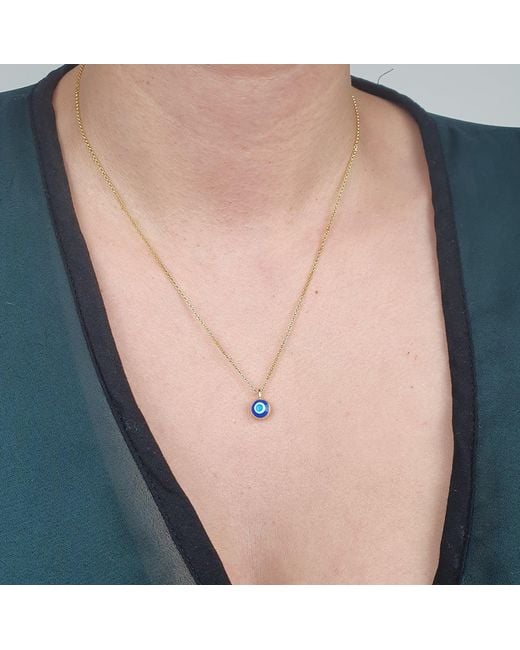 Harfi Blue Turkish Evil Eye Plated Pendant Charm Necklace