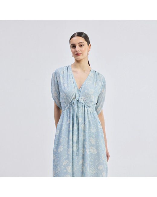 REISTOR Blue Maxi Gathered Dress