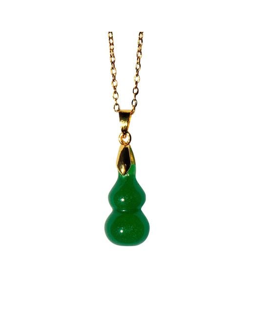 seree Green Hulu Jade- Chalcedony Pendant Necklace