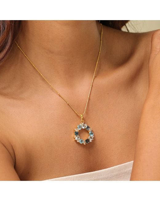 GEM BAZAAR Blue Topaz Trilogy Pendant