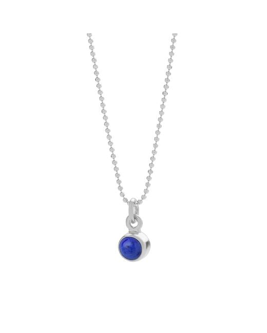Nellou Jewellery Metallic Gem Dot Birthstone Necklace September Lapis Sterling