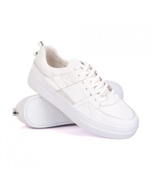 DAVID WEJ White Leather Sneakers With Mesh for men