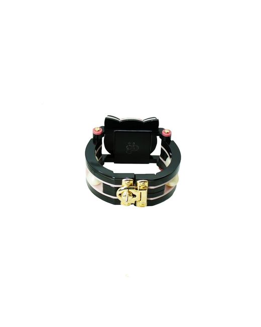 Gissa Bicalho Black Handmade Acrylic Bracelet Tiger