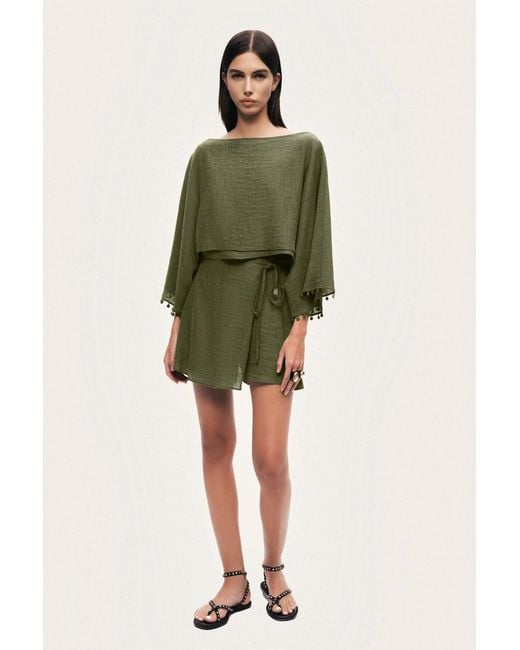 Nocturne Green Neutrals Wrap Mini Skirt