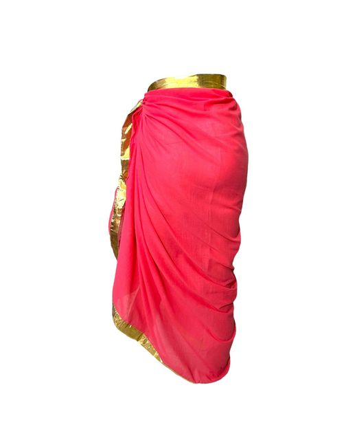 Julia Clancey Red Cotton Voile Hot Pink Pendant Sarong