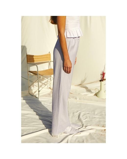 NAZLI CEREN Purple Anville Linen Trousers