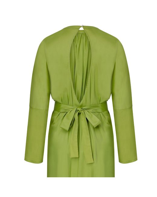 NAZLI CEREN Green Martha Open Back Cotton Dress
