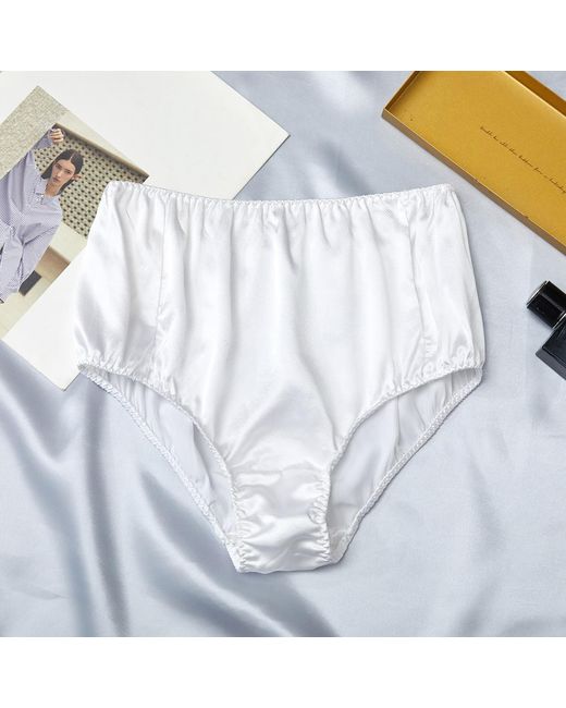 Soft Strokes Silk White Set Of Two Pure Mulberry Silk French Cut Panties High Waist