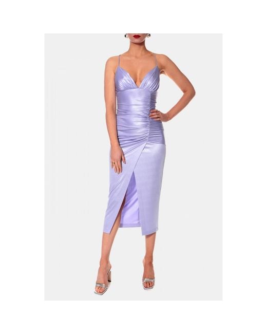 AGGI by HALEWSKI Purple Tessa Pearl Midi Sleeveless Dress