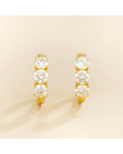 Juvetti Metallic Tres Diamond Three-Stone Huggie Hoop Earrings