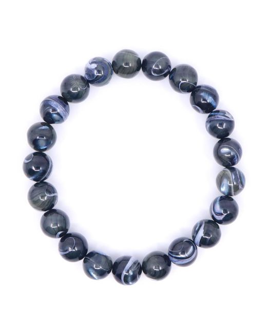 Shar Oke Blue Mother Of Pearl Beaded Bracelet for men