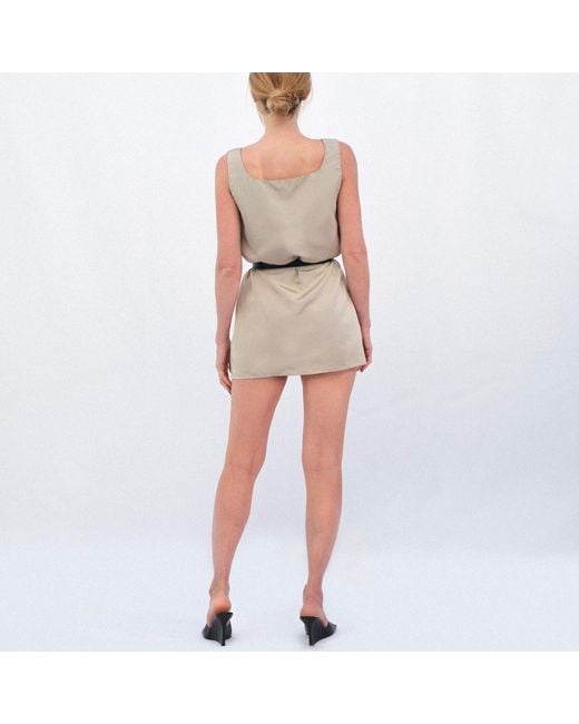 Victoria Slavinskaia Brown Neutrals Silk Mini Dress