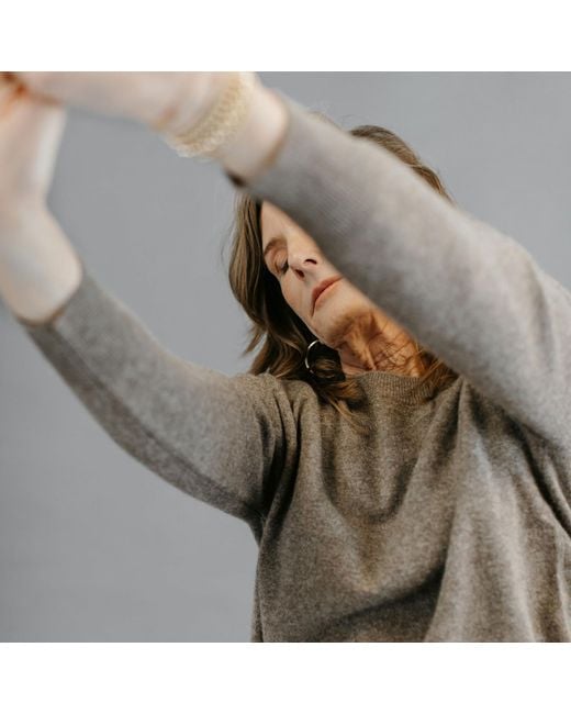 Zenzee Gray Cashmere Crew Neck Boyfriend Sweater
