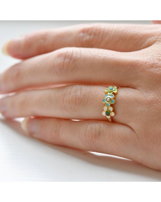 GEM BAZAAR Yellow Fleury Flower Band Ring
