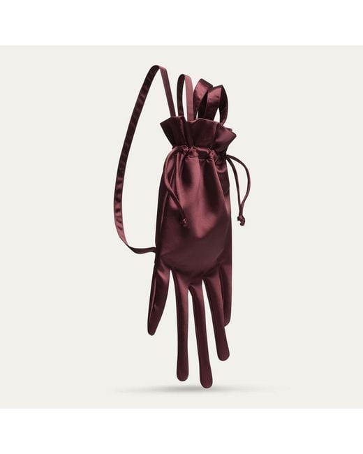 Lulu Guinness Purple Burgundy Satin Hand Backpack