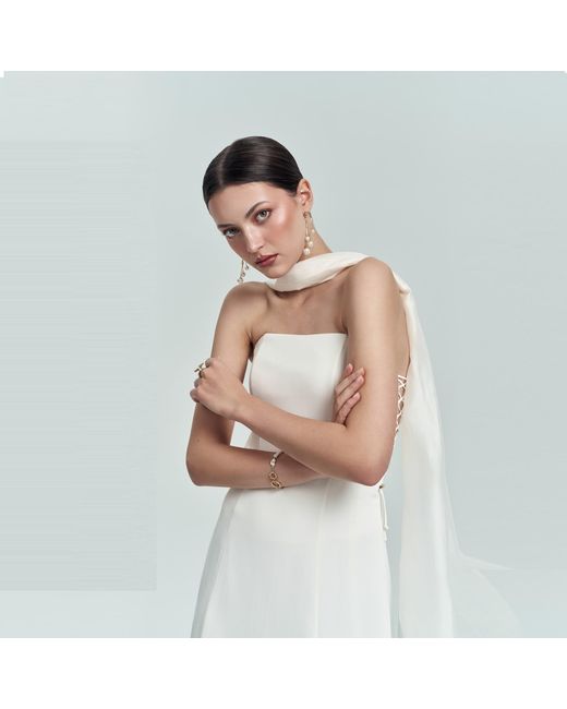 Elsava White Long Dress