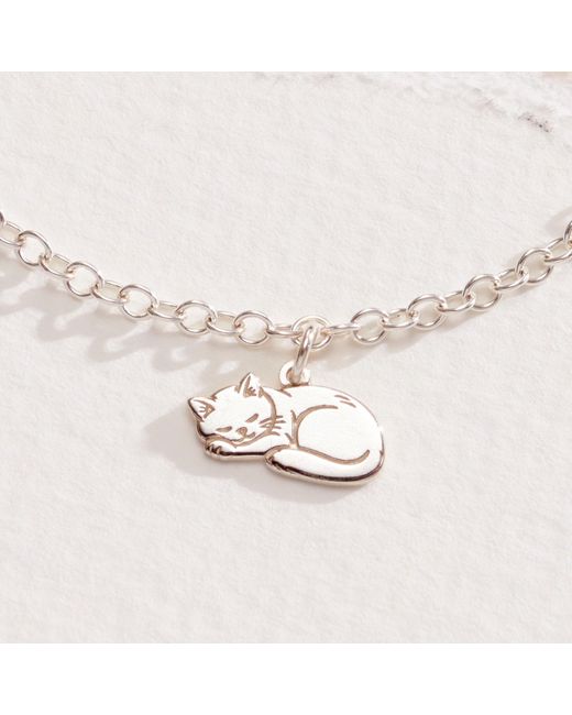 Posh Totty Designs Metallic Sterling Sleeping Cat Dinky Charm Bracelet
