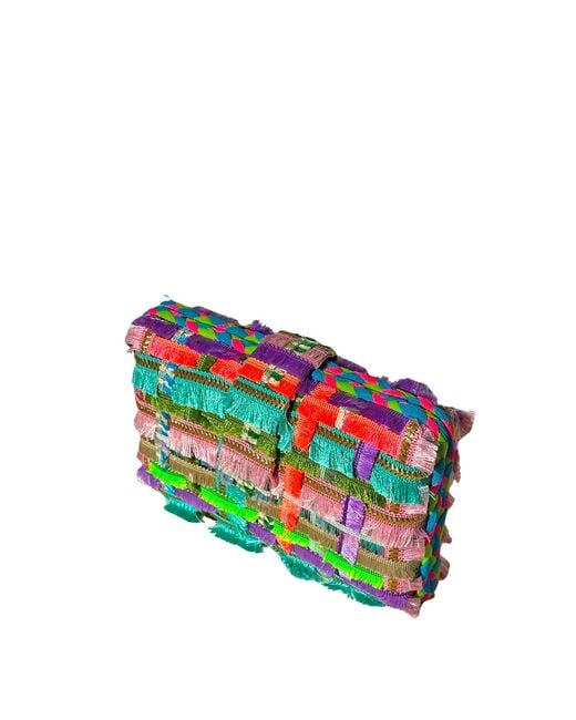 Simitri Blue Florida Frill Clutch