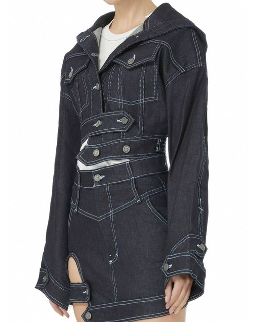 Gao Republic Black Jacket Cropped Hooded Denim