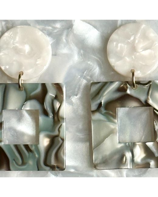 CLOSET REHAB Green Small Open Square Drop Earrings