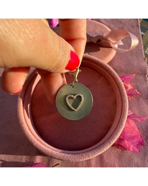 Ecce | Artisan Diamonds Metallic 14K Solid Titanium Customized With Heart Shape Diamond Charm Pendant