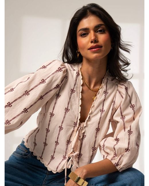Rose & Nancy Pink Beatrix Cord Embroidered Shirt