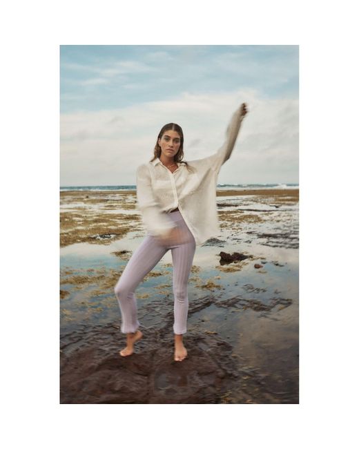 MNK Atelier Purple 80S Inspired Silk Blend Knit Pants