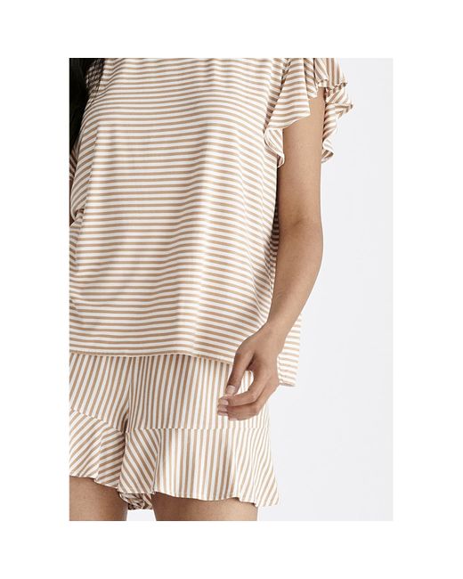 Paisie Natural Frill Pyjama T-Shirt And Shorts