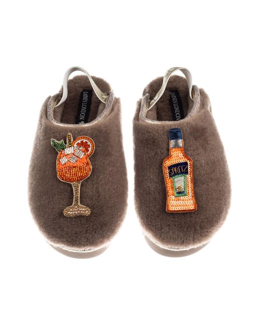 Laines London Brown Neutrals Flatform Cloud Closed Toe Slippers With Summer Spritz Brooches