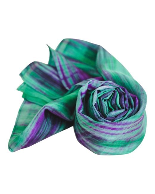 Silk and Bears Green Emerald & Brushstroke Silk Scarf – Hand-Dyed Mulberry Silk