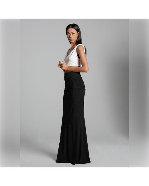 Imaatu Black Shaye Ruffled High-Waist Skirt – Sculpting & Adjustable Floor-Length