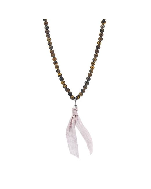 Anchor and Crew Metallic Tigers Eye Luke, Stone & Cotton Voile Skinny Necklace X Wrap Bracelet for men