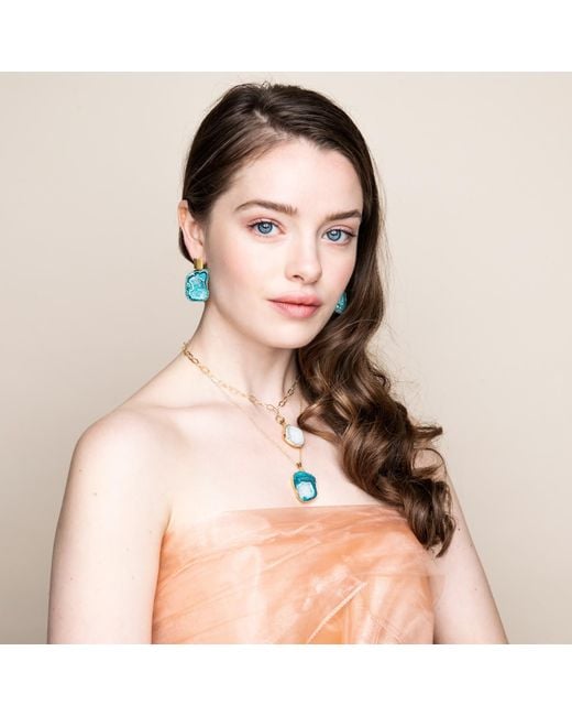 Magpie Rose Multicolor Aquamarine Rocks In The Sky Green Earrings