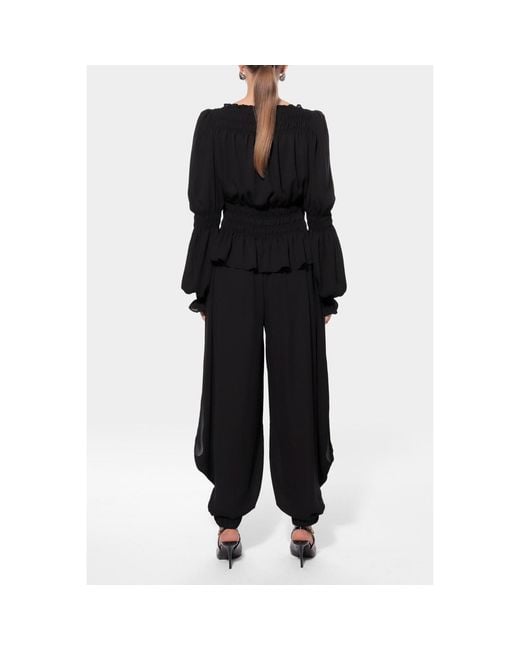 AGGI by HALEWSKI Black Molly Sheer Puff Sleeve Top