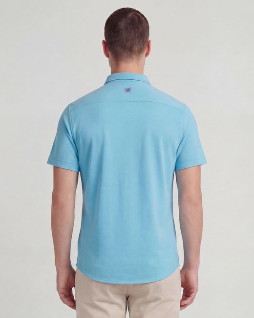 Lords of Harlech Blue Todd Knit Shirt for men