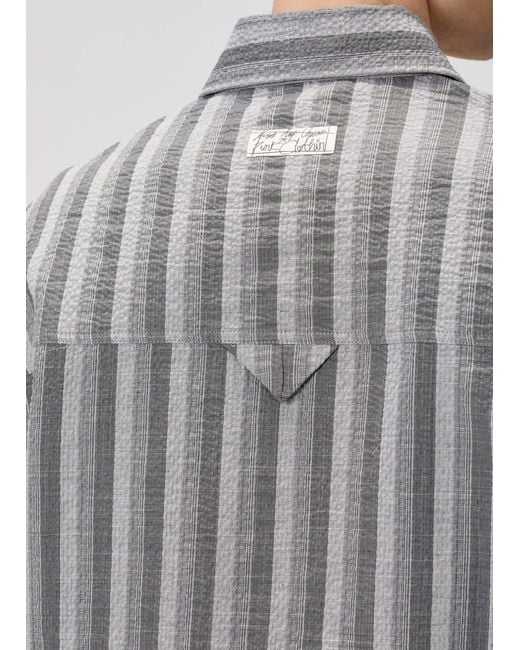 Pcfg Gray Linen & Cotton Blend Checked Woven Shirt for men