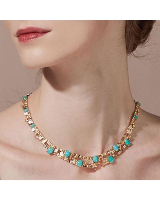 Grosse Metallic Amazonite Gemstones Statement Necklace, Series Rampart
