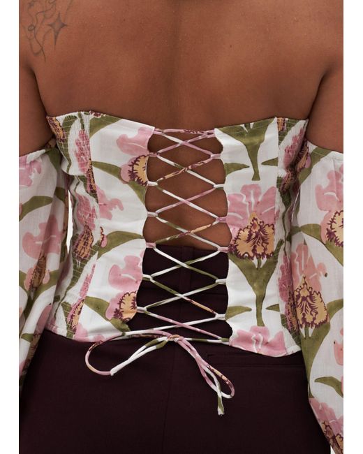 Manuela Cabrales White Vexillaria Block Print Top