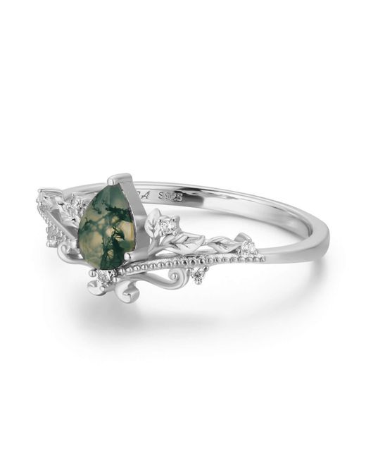 Azura Jewelry New York Metallic Lotus Moss Agate Ring Vermeil