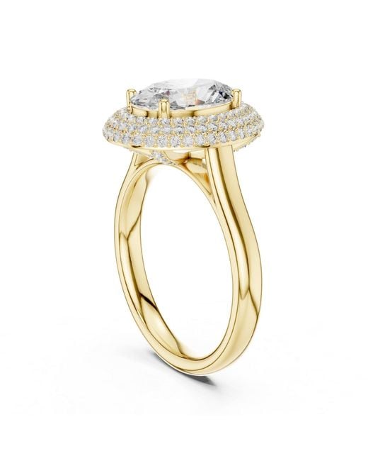 Aya Fine Jewelry Metallic 2.50 Ct Oval Lab Grown Diamond Double Halo Engagement Ring